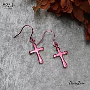 【AnnZen】《日本製 Horie》鈦愛飾品系列-純鈦耳勾式十字型耳環-粉