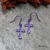 【AnnZen】《日本製 Horie》鈦愛飾品系列-純鈦耳勾式十字型耳環-深紫