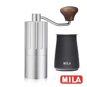 MILA 第二代達人攜帶型手搖磨豆機升級版(鍍鈦不鏽鋼磨芯)-炫銀 加 咖啡篩粉器