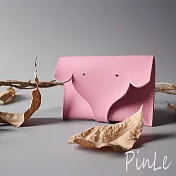PinLe真皮手作日系質感牛皮零錢卡夾包 鑰匙包 耳機包(大象) 粉色