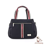 B.S.D.S冰山袋鼠 - 非常莓好 - 織帶拼接兩用購物包【8005-KR】 紅磚黑