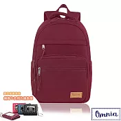【OMNIA】買就送鑰匙包-輕旅行大容量收納款筆電後背包- 酒紅