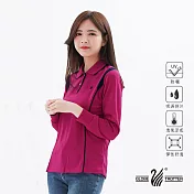 【遊遍天下】MIT台灣製女款顯瘦抗UV吸排機能POLO長衫(GL1010) XL 紫紅