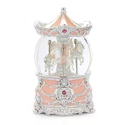 浪漫粉傘蓋旋轉木馬音樂盒