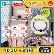 2盒任選超值組【日本ELEBLO】頂級4倍強效條紋編織防靜電手環(1.9秒急速除靜電髮圈)*2盒 黑*1+紅*1