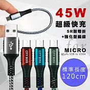 CityBoss勇固系列 for Micro USB 編織耐彎折快速充電線-120cm-2入 藍