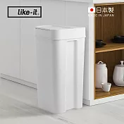 【日本like-it】日製落地型按壓式密封防臭垃圾桶-45L -白