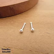 6mm/8mm/10mm。立體亮面小圓球925純銀耳環 (耳骨.多耳洞必備.免後扣) 8mm