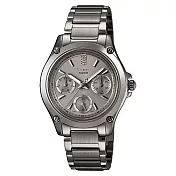 CASIO SHEEN系列 極簡典雅水晶三眼鑽錶-鐵灰