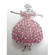 BILLY KING 貝麗晶 【天鵝湖芭蕾舞者系列-25】(BK225銀色-粉鑽) 大芭蕾舞者水晶鑽二用胸針