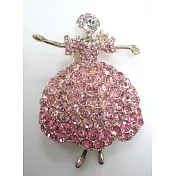 BILLY KING 貝麗晶 【天鵝湖芭蕾舞者系列-26】(BK226金色-粉鑽) 大芭蕾舞者水晶鑽二用胸針