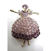 BILLY KING 貝麗晶 【天鵝湖芭蕾舞者系列-27】(BK227金色-紫鑽) 大芭蕾舞者水晶鑽二用胸針