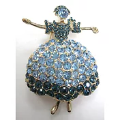 BILLY KING 貝麗晶 【天鵝湖芭蕾舞者系列-30】(BK230金色-藍鑽) 大芭蕾舞者水晶鑽二用胸針