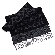 COACH 經典logo流蘇圍巾-黑灰