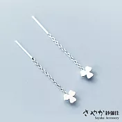 【Sayaka紗彌佳】925純銀小清新三葉心型草造型垂墜耳環(耳線款) -單一款式