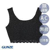 【日本GUNZE】日本製無痕花邊罩杯式背心-(TB3155-BLK) M 黑