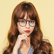 【ALEGANT】簡約造型輕量亮黑圓框UV400濾藍光眼鏡