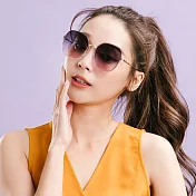 【ALEGANT】透視感果凍仲夏漸層藍粉金框設計墨鏡/UV400太陽眼鏡