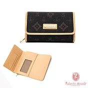 Roberto Mocali - 義大利諾貝兔14卡1照拉鍊短夾 黑色