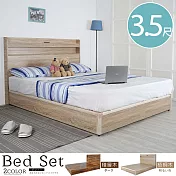 《Homelike》宮野日式床組-單人3.5尺(二色) 單人床台 單人床 床頭片 附插座 積層木