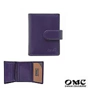 【OMC】義大利植鞣革5卡1照直式牛皮小短夾- 紫色