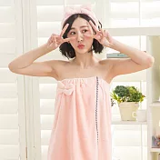 【Wonderland】超強吸水韓版蝴蝶結浴裙-附髮帶 FREE 淺粉
