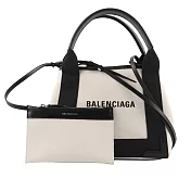 BALENCIAGA NAVY CABAS帆布二用包/子母包 XS (米白/黑)
