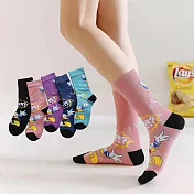 【Wonderland】潮流百搭中筒襪(5雙) FREE 暴怒鴨鴨