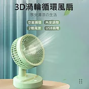 3D渦輪循環風扇 循環桌面風扇 可調角度 (USB插電款) 綠色