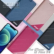 Xmart for iPhone 12 Mini 5.4吋 完美拼色磁扣皮套 藍