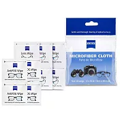 蔡司 Zeiss AntiFog Wipes 專業光學清潔防霧拭鏡紙 /50張 + 拭鏡布 + 抗菌拭鏡紙 /50張