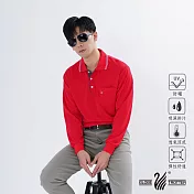 【遊遍天下】MIT台灣製男款抗UV吸濕排汗機能POLO長衫(L075) L 紅色