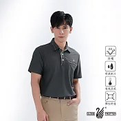 【遊遍天下】男款格紋抗UV吸濕排汗POLO衫(GS1012) L 深灰