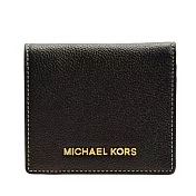 MICHAEL KORS 荔枝皮革拼接防刮皮革車線短夾-黑