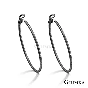 GIUMKA 抗過敏鋼針 波紋多切面圈圈 精鍍正白K/黑金/黃K 寬 0.20 CM 針式耳環 一對價格 MF020008 黑色 ‧約 3.0 CM