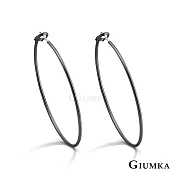 GIUMKA 抗過敏鋼針 簡約 C 型 精鍍正白K/黑金/黃K 寬 0.12CM 針式耳環 一對價格 MF020012 黑色 ‧約 3.0 CM