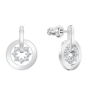 SWAROVSKI施華洛世奇 圓環冰晶鑲鑽針式耳飾-銀