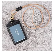 J II 卡套-馬鬚紋牛皮雙卡證件套- 直式黑色