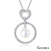 GIUMKA 天然珍珠項鍊 7.0 -7.5 mm 精鍍正白K 珍愛 母親節禮物首選 愛心造型 MN09019 銀色