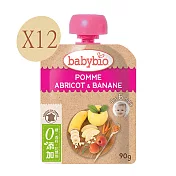 法國Babybio 生機香蕉杏桃纖果泥12包組