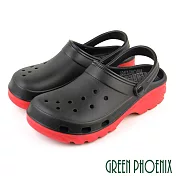 【GREEN PHOENIX】男 女 女大尺碼 洞洞鞋 雨鞋 涼鞋 拖鞋 兩穿式 防水 透氣 輕量 台灣製 JP29 黑色