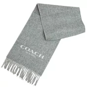 COACH 經典logo雙色流蘇圍巾-2色 灰/淺灰