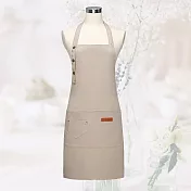 【巴芙洛】時尚防潑水可調整帆布工作圍裙 卡其色