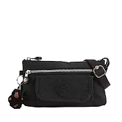 KIPLING 素色尼龍長方型斜背包 黑