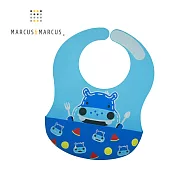 【MARCUS＆MARCUS】動物樂園大口袋寬版矽膠立體圍兜-河馬