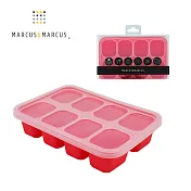 【MARCUS＆MARCUS】動物樂園造型矽膠副食品分裝儲存盒-8格30ml-紅