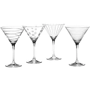 《CreativeTops》Mikasa紋飾馬丁尼杯4入(290ml) | 調酒杯 雞尾酒杯 烈酒杯 淺碟杯