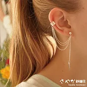 【Sayaka紗彌佳】秋冬感飄揚落葉金屬造型耳環(耳針+耳骨夾) -金色