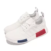 adidas 休閒鞋 NMD R1 襪套 運動 經典復刻 男女鞋 愛迪達 Cloud White 情侶鞋 白 藍紅 GZ7925 23cm WHITE/RED