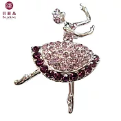 BILLY KING 貝麗晶 【天鵝湖芭蕾舞者系列-36】(BK236-紫) 側身抬手芭蕾舞者胸針-紫鑽